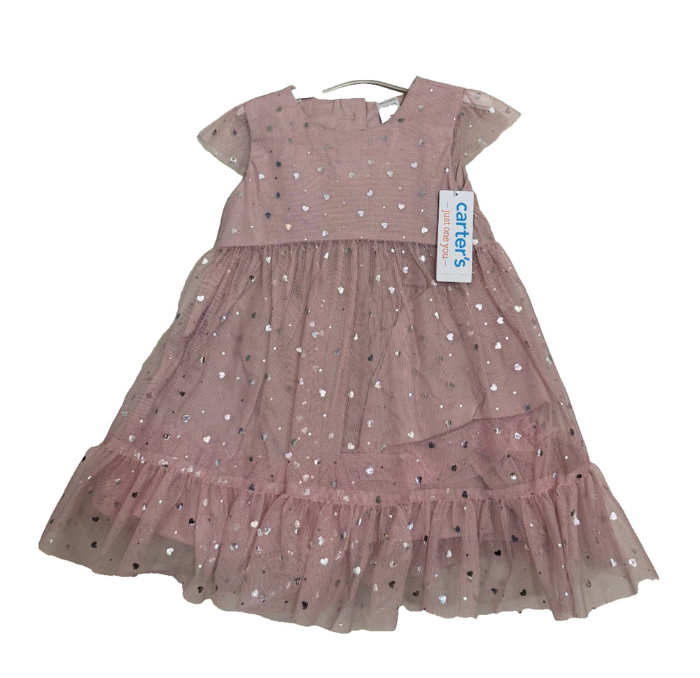 Carter's Just One You Baby Girls' 2pc Holiday Glittery Tulle Dress Pink 18M - Picture 1 of 3